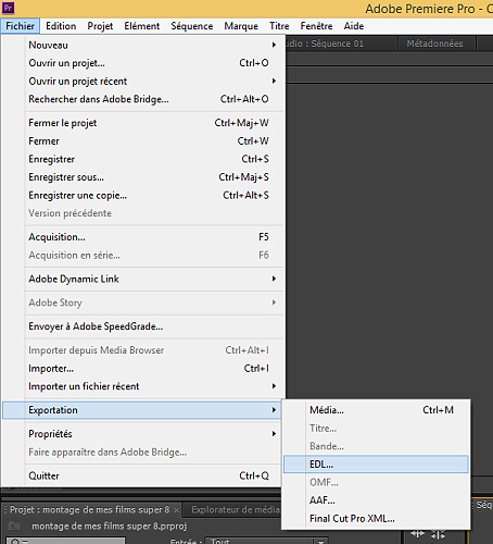 Exportation Adobe premiere CS6 pour Blackmagic Resolve 